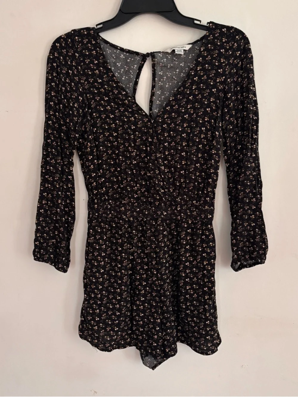 American Eagle Floral Romper Small Boho Long Sleeve